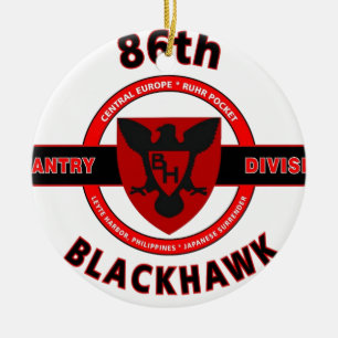 86TH INFANTRY DIVISION "BLACKHAWK" DIVISION CERAMIC TREE DECORATION