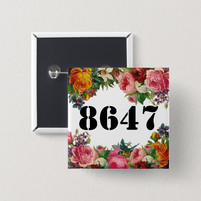 8747 floral 15 cm square badge (Front & Back)