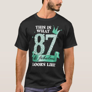 87 & Fabulous I Turquoise Black Party Group Photo  T-Shirt
