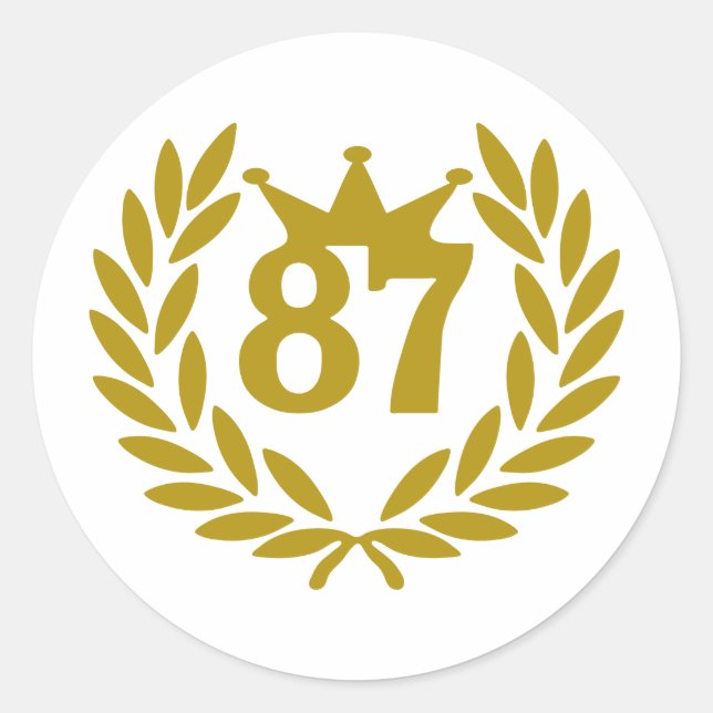 87-real-laurel-crown classic round sticker (Front)