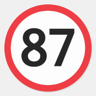 87 speed limit classic round sticker