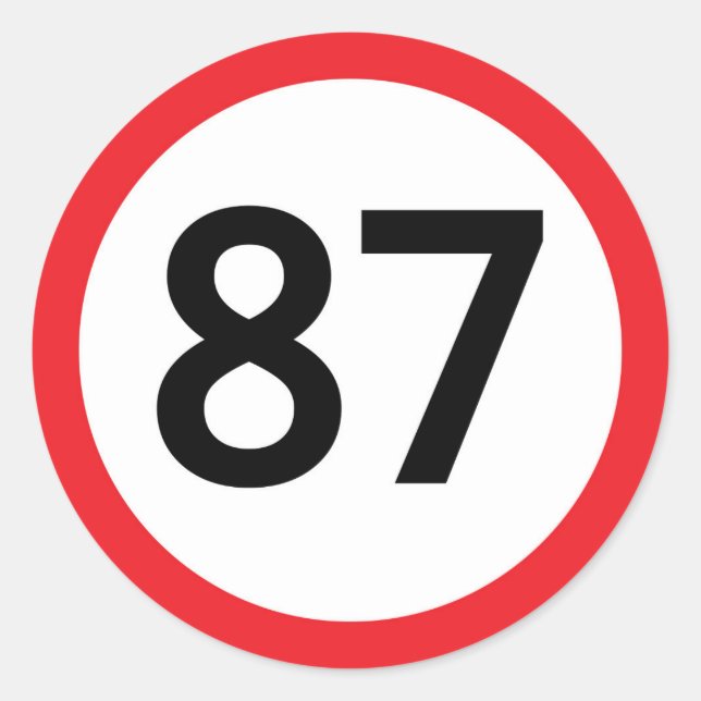87 speed limit classic round sticker (Front)