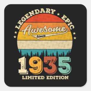 87 Year Old Awesome Since 1935 87th Birthday Gift Square Sticker