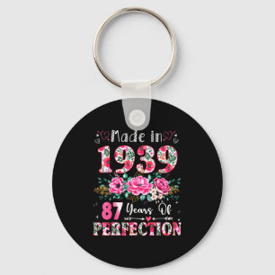 87 Year Old Made In 19&#; Floral 87th Birthday Wo Key Ring