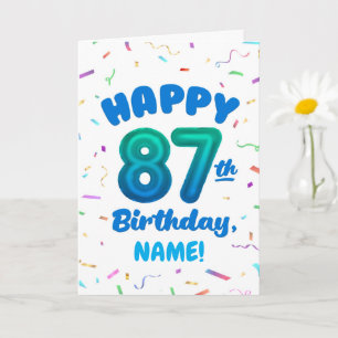 87th Balloon Number Custom Name Birthday Card