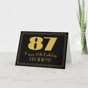 87th Birthday: Art Deco Inspired Look "87" & Name Card