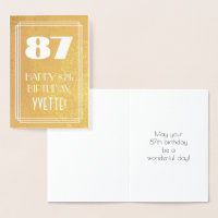 87th Birthday ~ Art Deco Style "87" & Custom Name