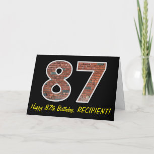 87th Birthday - Brick Wall Pattern "87" w/ Name Card