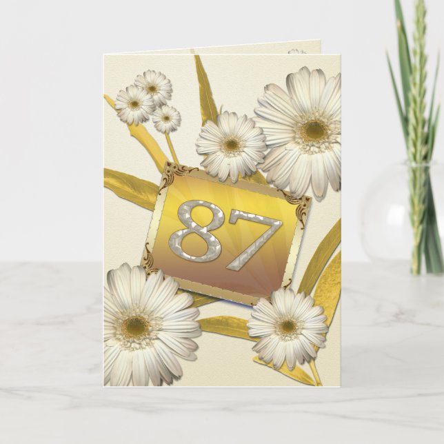 87th Birthday card with daisies. (Front)
