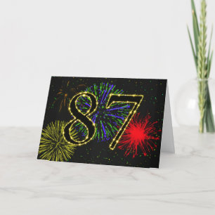 87th Birthday card with fireworks