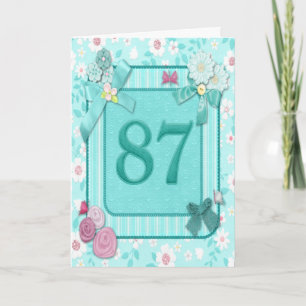 87th birthday card with flowers