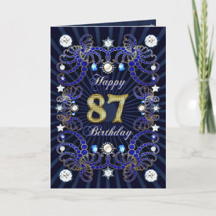 87th birthday card with masses of jewels