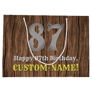 87th Birthday: Country Western Inspired Look, Name Large Gift Bag