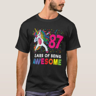 87Th Birthday Dabbing Unicorn Party Gift 87 Years T-Shirt