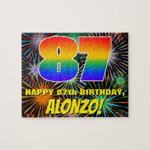 87th Birthday: Fun, Colorful Celebratory Fireworks Jigsaw Puzzle