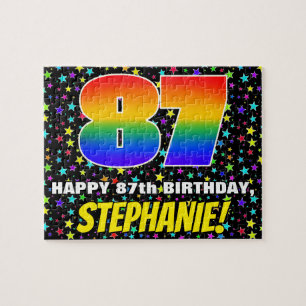 87th Birthday — Fun, Colourful Star Field Pattern Jigsaw Puzzle