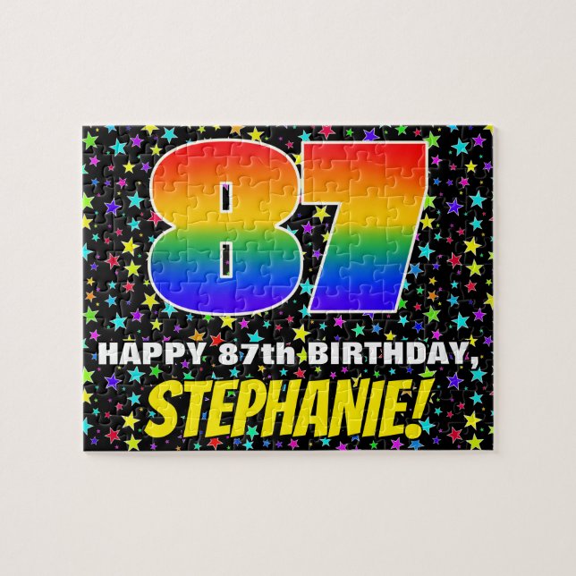 87th Birthday — Fun, Colourful Star Field Pattern Jigsaw Puzzle (Horizontal)