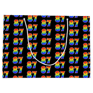 87th Birthday: Fun Rainbow Event Number 87 Pattern Large Gift Bag