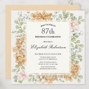 87th Birthday Invitation in Elegant Autumn Colours