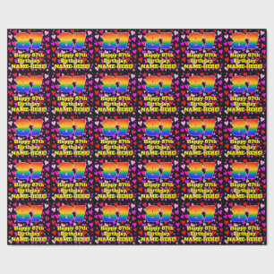 87th Birthday: Loving Hearts Pattern, Rainbow # 87 Wrapping Paper