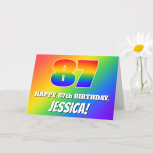 87th Birthday: Multicolored Rainbow Pattern # 87 Card