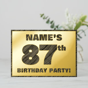 87th Birthday Party — Bold, Faux Wood Grain Text