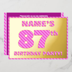 87th Birthday Party — Bold, Fun, Pink Stripes # 87