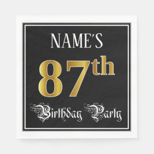 87th Birthday Party — Fancy Script, Faux Gold Look Napkin