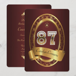 87th,birthday party woman man,elegant colour invitation