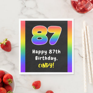 87th Birthday: Rainbow Spectrum # 87, Custom Name Napkin