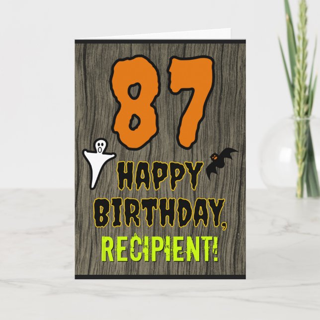 87th Birthday: Spooky Halloween Theme, Custom Name Card (Front)