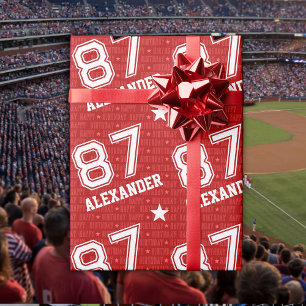 87th Birthday Typography Red Wrapping Paper