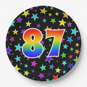 87th Event: Bold, Fun, Colorful Rainbow 87 Paper Plate