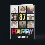 87th Happy Birthday Photo Collage Modern Black Card<br><div class="desc">87th Happy Birthday Photo Collage Modern Black Card with personalised name. For further customisation,  please click the "Customise it" button and use our design tool to modify this template.</div>