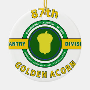 87TH INFANTRY DIVISION "GOLDEN ACORN" CERAMIC TREE DECORATION