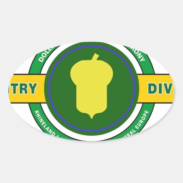 87TH INFANTRY DIVISION "GOLDEN ACORN" OVAL STICKER (Front)