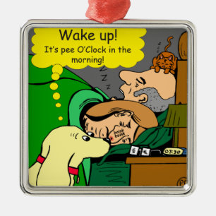 881 Pee o'clock in the morning cartoon Metal Tree Decoration