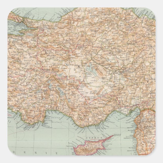 8889 Turkey, Syria, Palestine Square Sticker (Front)