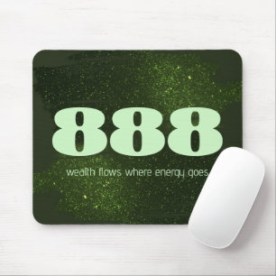 888 Green Glitter Number Abundance Manifestation Mouse Mat