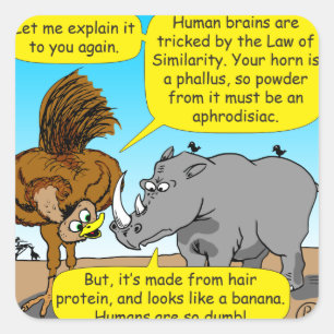 889 Rhino phallus cartoon Square Sticker