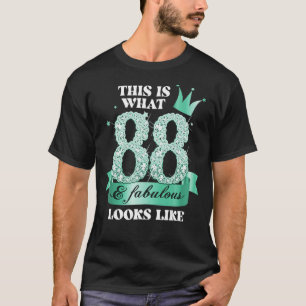 88 & Fabulous I Turquoise Black Party Group Photo T-Shirt