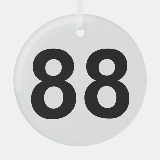 88 - number eighty-eight glass tree decoration (Front)