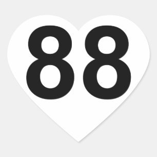 88 - number eighty-eight heart sticker