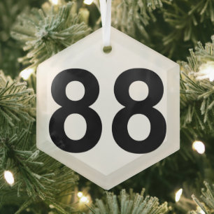 88 - number eighty-eight plate glass tree decoration