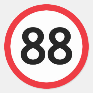 88 speed limit classic round sticker