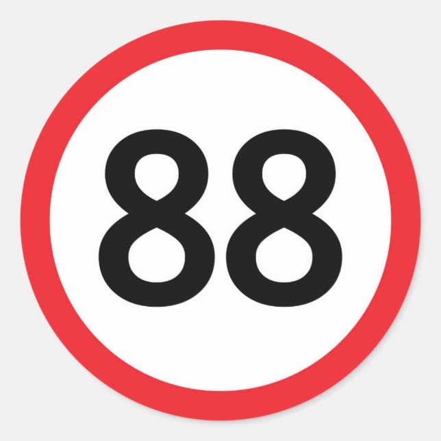88 speed limit classic round sticker (Front)