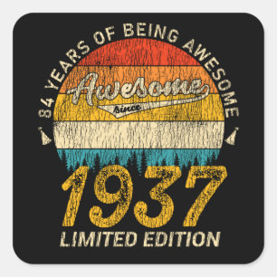 88 Year Old Bday 1937 Awesome 88th Birthday Gift Square Sticker