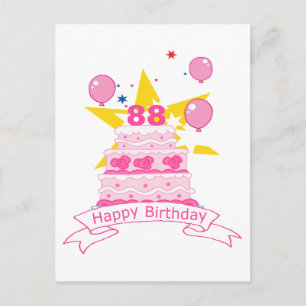 88 Year Old Birthday Cake Postcard