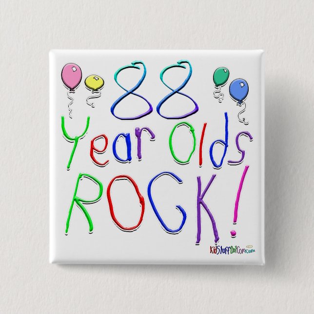 88 Year Olds Rock ! 15 Cm Square Badge (Front)