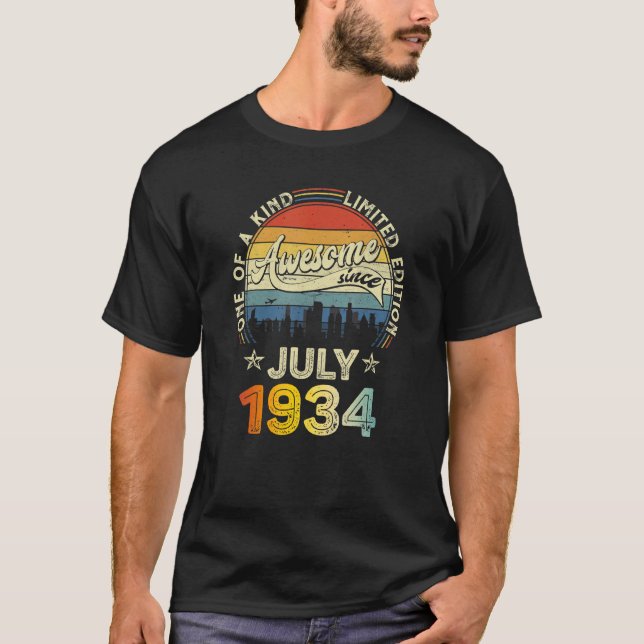 88 Years Old  Boys Girls Awesome Since July 1934 T-Shirt (Front)